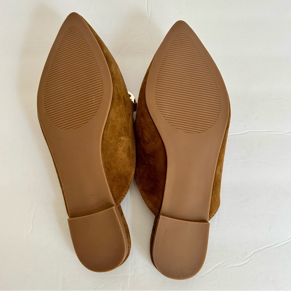 Steve Madden Finn leather upper chain mule pointed toe in cognac suede. Size 7 - Picture 5 of 6